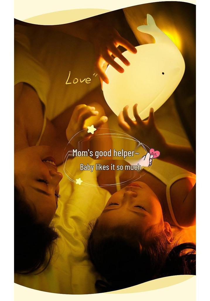 Creative Whale Night Light: Rechargeable Silicone Lamp with 7-Color Breathing Mode, Ideal for Babies & Girls