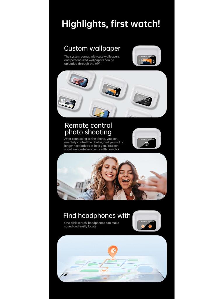 XG42 Bluetooth Earphones: Smart Screen Clip-on, Dual-Ear, AI Translation, Cross-Border Model with Digital Display.