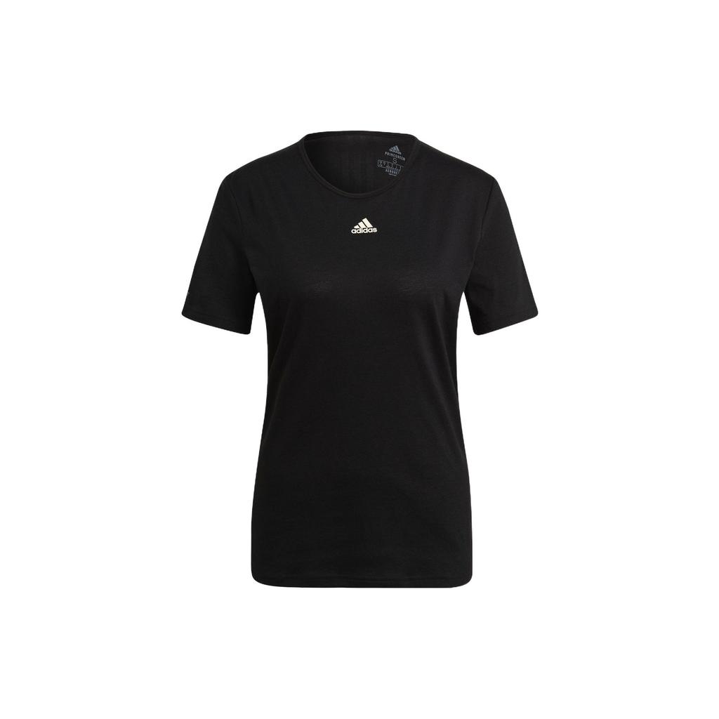 adidas T Shirts Women's Black Crew Neck Moderate Straight Fit GN4970