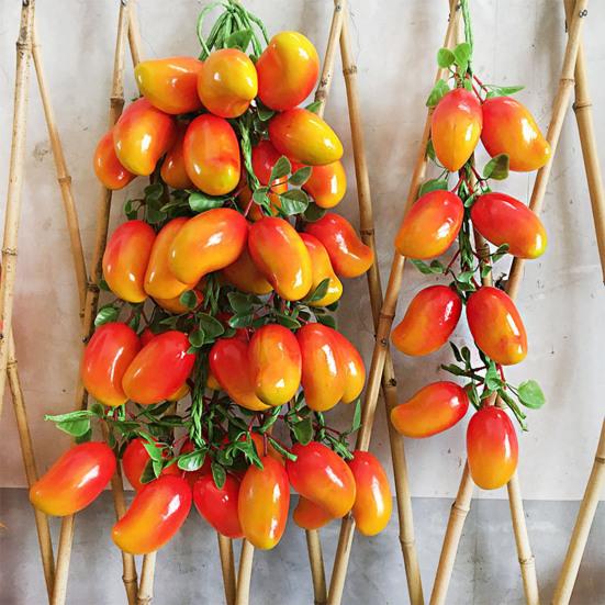 4Pcs Artificial Fruit Vegetable Garland Wall Hanging Fake Banana Strawberry Pumpkin Tomato Cucumber Chili String Farmhouse Kitchen Decoration