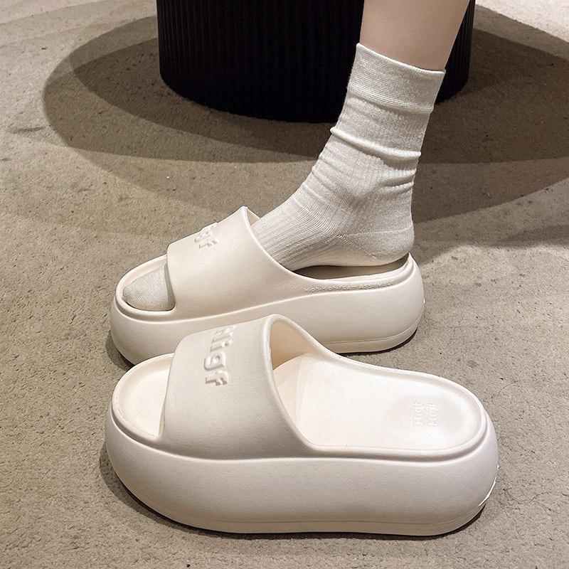 Summer Wear Super Thick Bottom One Word EA Slippers New Simple and Versatile Comfortable Height Increase Cool Slippers Women