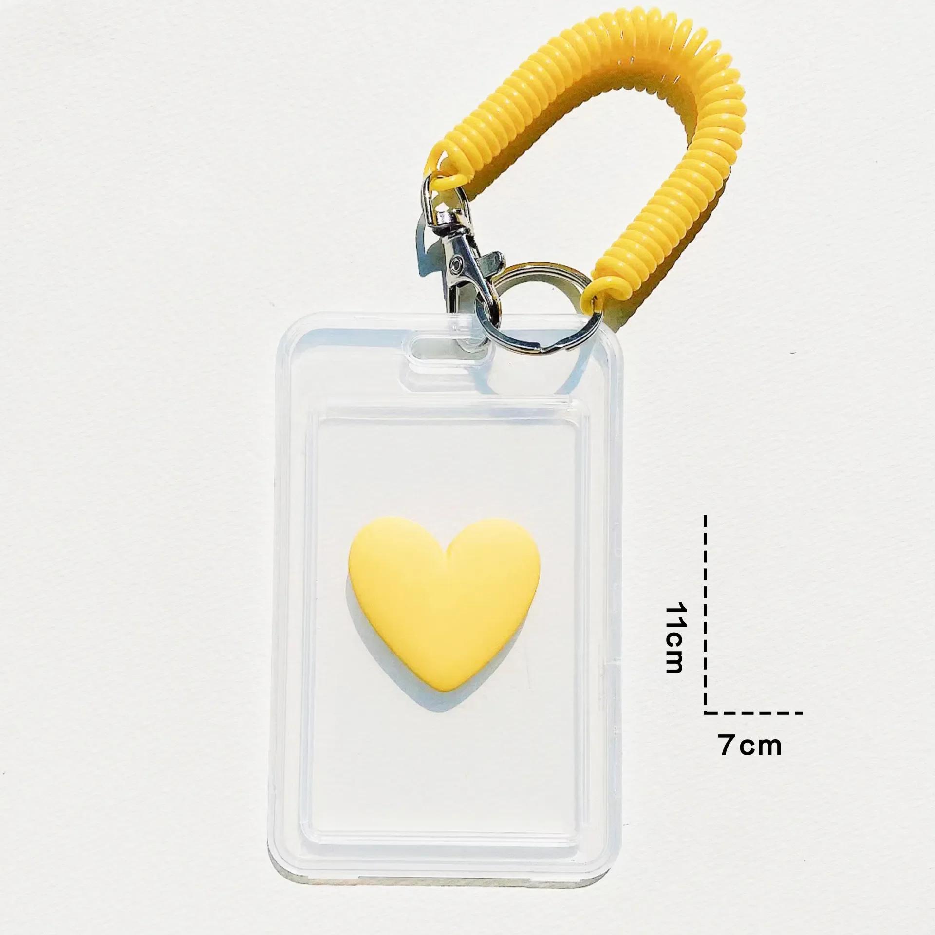 

1pcs Transparent Student Bus Work ID Card Waterproof Protective Cover with Keychain Women Credit Cards Bank ID Card Holders Case жёлтый
