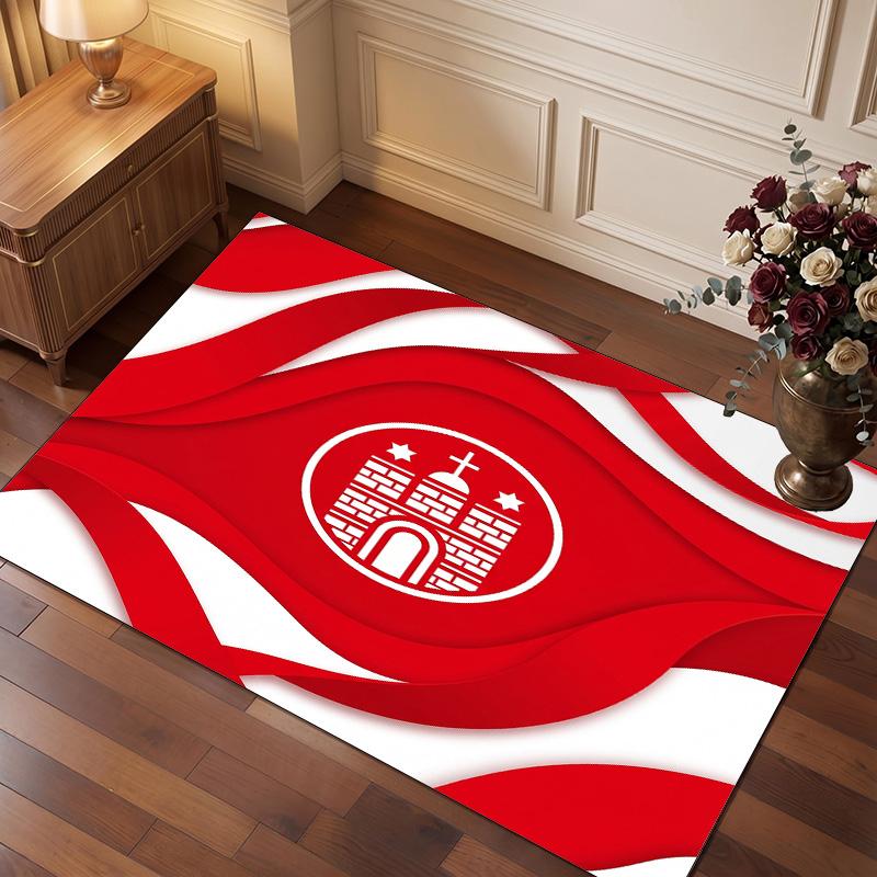 FC St. Pauli Football Print Crystal Velvet Rug, Comfortable Water Absorbent Non Slip Indoor Floor Carpet