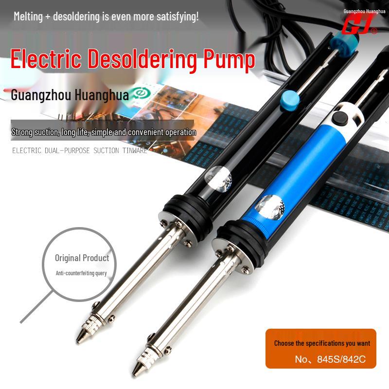 Yellow Flower Dual-Use Electric Soldering Iron & Manual Desoldering Pump 842C/845S