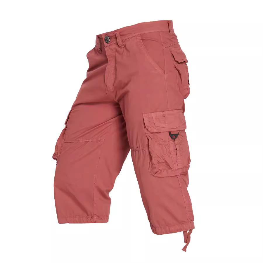 Summer Men's Below Knee Length  3/4 Long Shorts Men's Capri Pants Multi Pocket Twill Work Cargo Pants