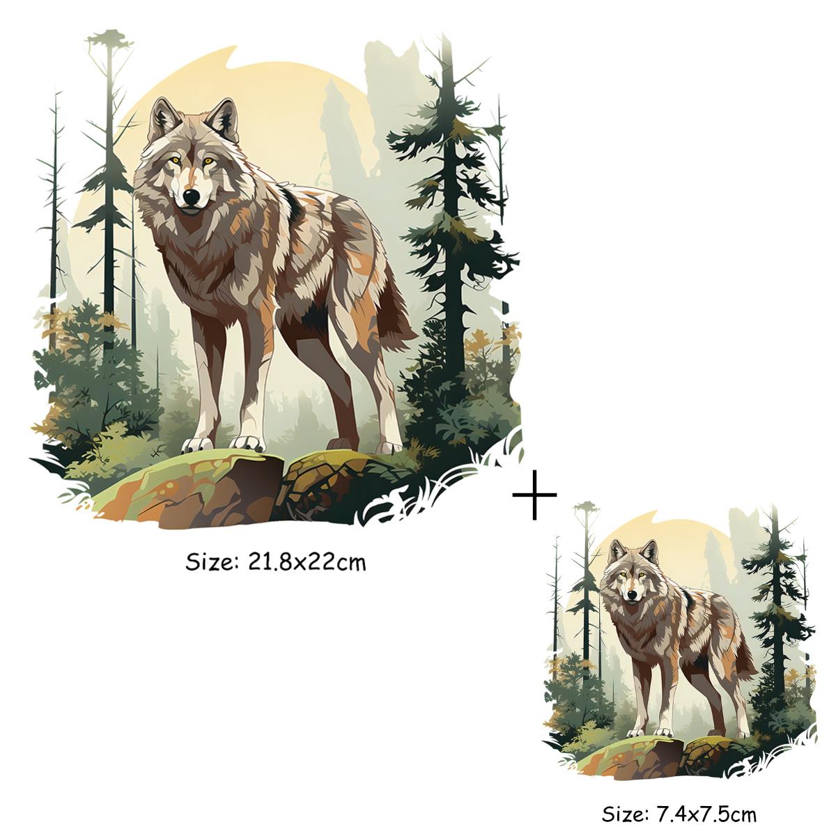 

1/2 шт., аппликация с термопереносной печатью из мультфильма волка, изображение лесного животного в виде камня, наклейка «сделай сам», термопереносная наклейка, для шапок, футболок, носков