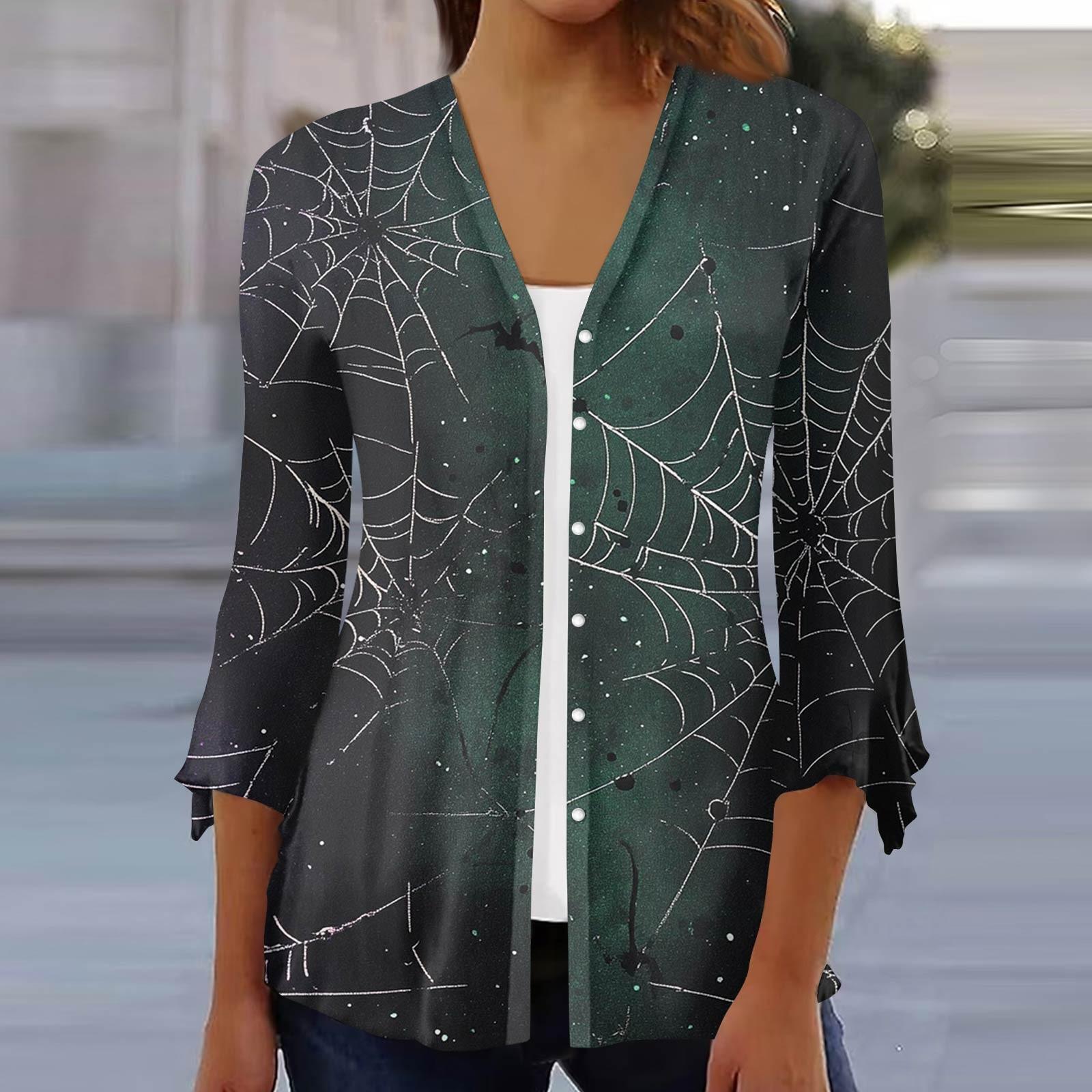 

Женский свободный повседневный кардиган-топ с принтом и рукавами семь восьмых на пуговицах XXL