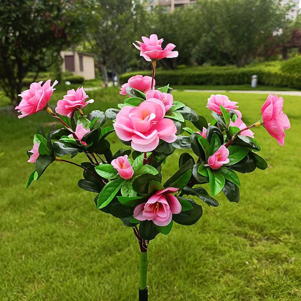 LED Solar Azalea Flowers Garden Lamp Home Decorative Light Landscape Lawn Path Holiday Wedding Lights