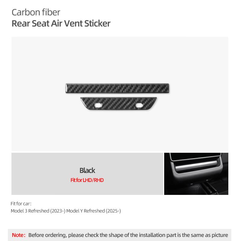 

For Tesla Model Y Juniper 2026 Model 3 Highland 2026 Carbon Fiber Rear Air Vent Outlet Trim Stickers Car Interior Accessories