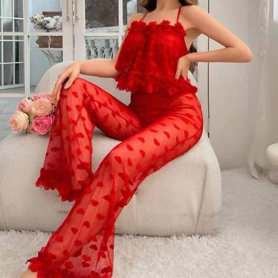 1Set Sexy Pajama Dress with Lace Trim Erotic Lingerie Pajamas
