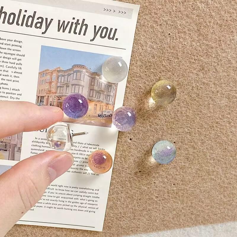 Cross-border Transparent Glitter Pushpins for Photo Wall and Cork Board Decor