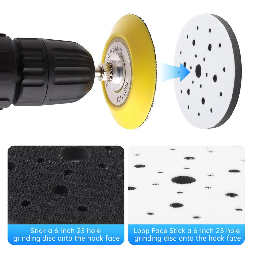 5pcs 6 Inch 25 Holes Interface Pads Polishing Pad Hook and Loop Soft Density Sponge Cushion Buffer Backing Pad