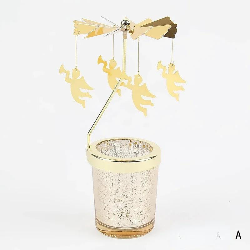 

Романтический подарок на День святого Валентина вращающийся подсвечник в виде ангела/розы/рождественской снежинки, подсвечник для чайной лампы для украшения домашней вечеринки