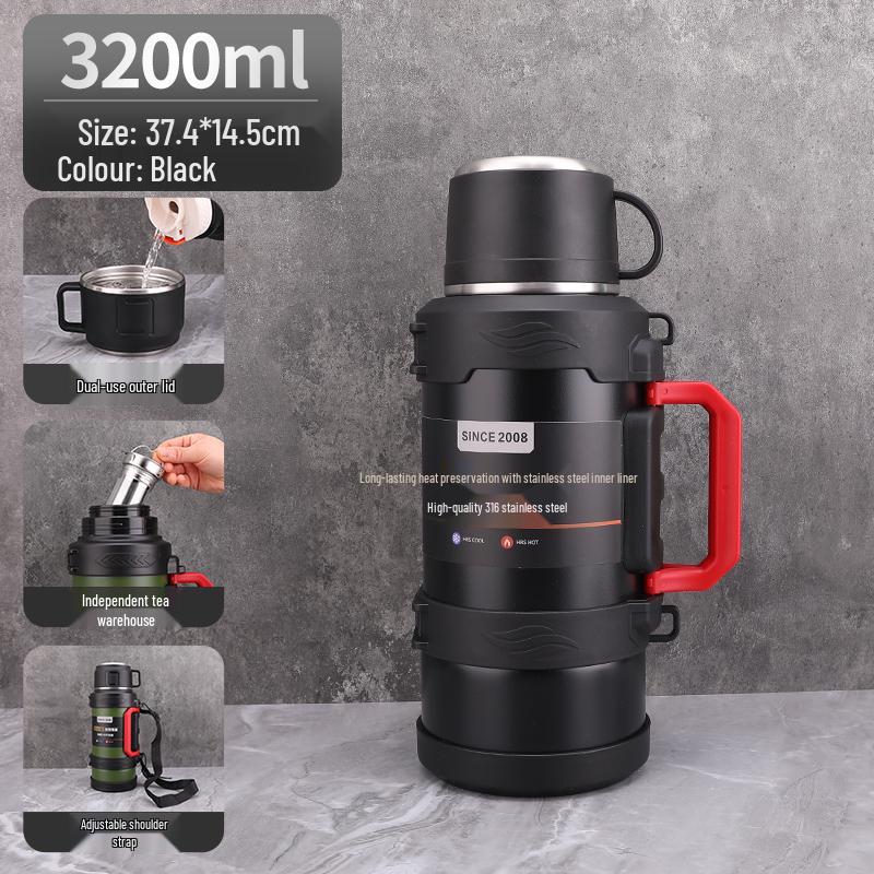 Large Capacity Outdoor Thermos 316 Stainless Steel Portable Warm Kettle for Car or Student Use