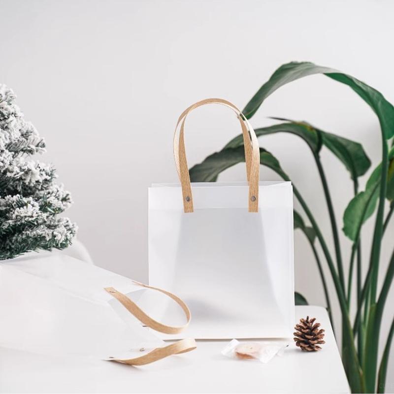 10/20Pcs Frosted Tote Bag Reusable Pvc Waterproof Transparent Companion Gift Wrapping Bag Festival Gift Carrying Bags Guest Gift