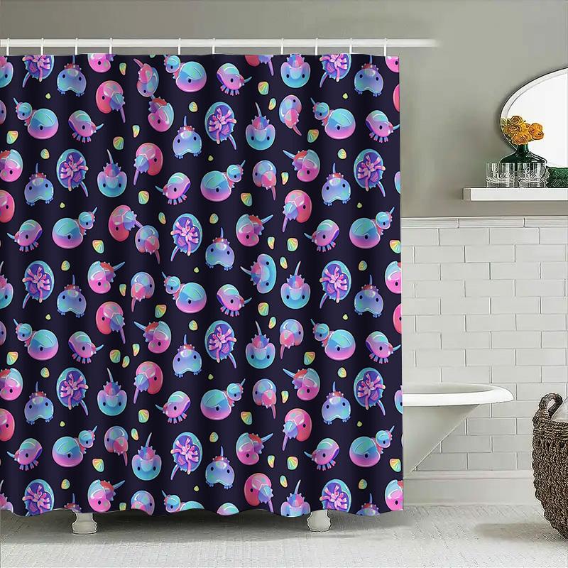 Cute Octopus Shower Curtain Ocean Sea Life Bathroom Decor Nautical Blue Backdrop Waterproof Fabric Home Decor