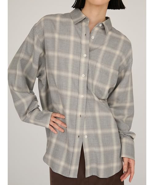 Emi Check Gray Women's Overshirt, 13WFB254049,