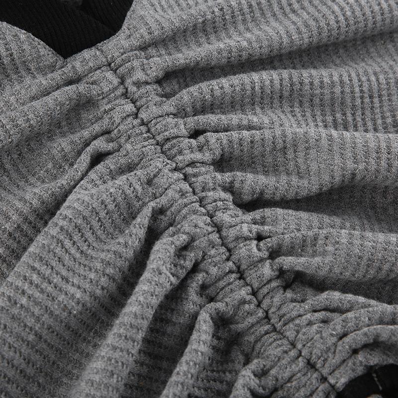 Short Slim Top for Women Vintage V-neck Drawstring Pleated Short Sleeve Top Summer Sexy Irregular T-shirt Gothic Korean Crop Top