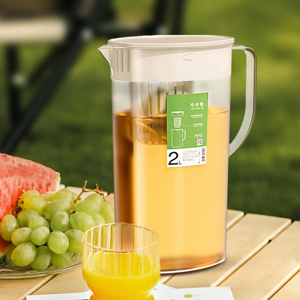 2L Large Water Pitcher With Handle And Lid Heat Resisttant Cold Hot Kettle Large-capacity Tea Pitcher Water Juice Jug Ice Drink