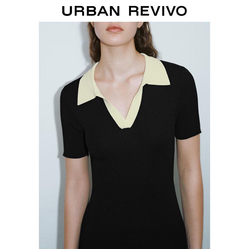 UR 2024 Sommer Retro Color-Block Slim Strickkleid