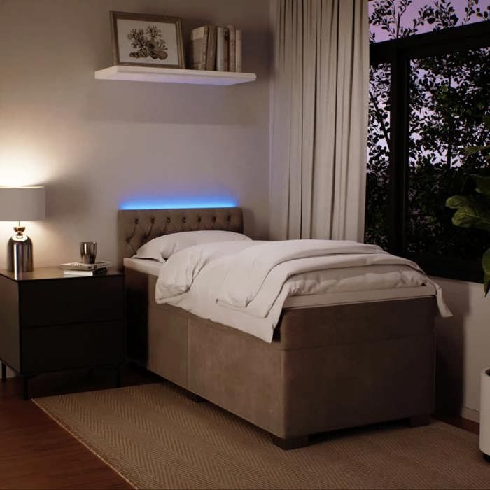 Maison Exclusive - Sommier à lattes de lit et matelas Gris clair 90x200 cm Velours