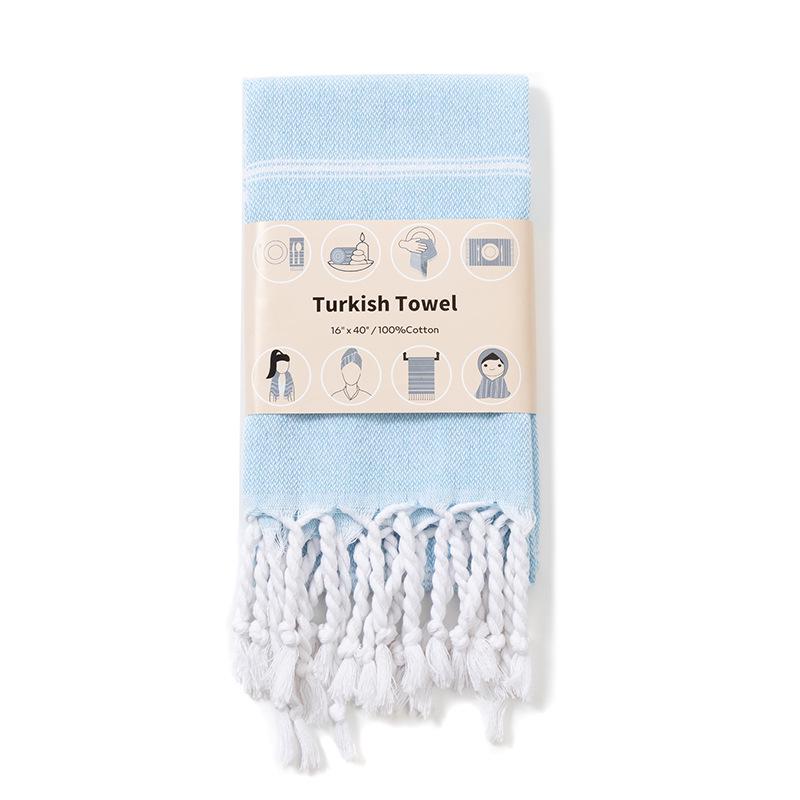 European Style Cotton Kitchen Towel Set: Quick-drying, Striped Tea Towels, Rectangular Tablecloth with Tassels.