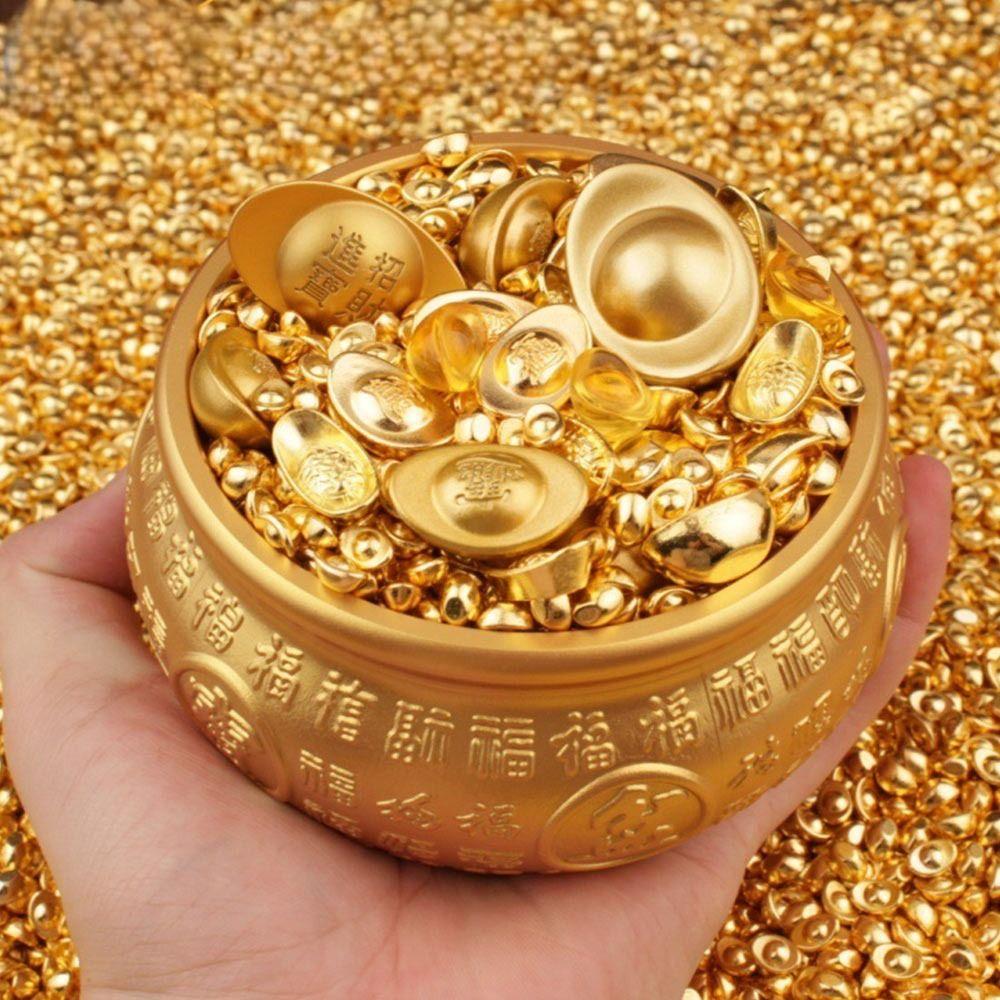 100PCS Gold Miniature Gold Ingots Luck Charms Dollhouse Accessories  Desktop Ornament