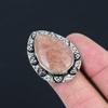 Natural Strawberry Quartz Gemstone 925 Silver Promise Ring Size 7 For Women