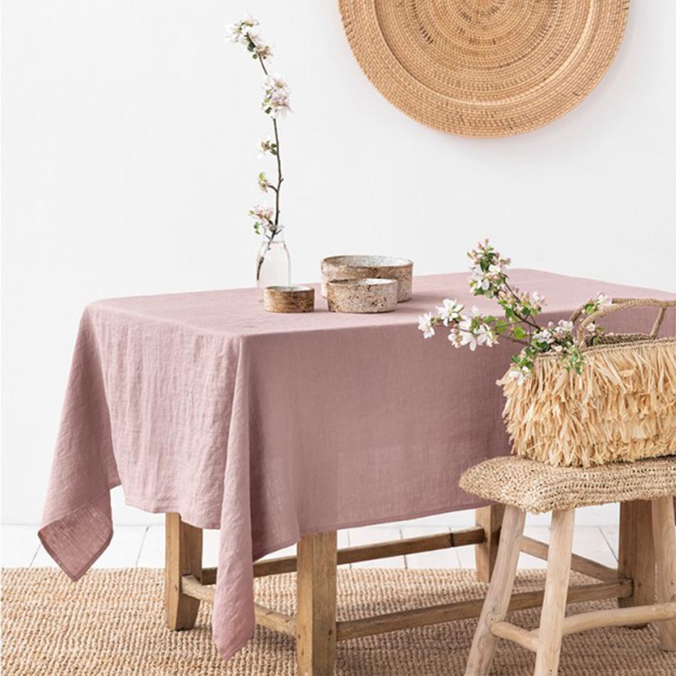 100%Linen Tablecloth, Natural Durable Material Rectangle Dust-Proof Table Cover,for Kitchen Dinning Party Tea Table Decoration