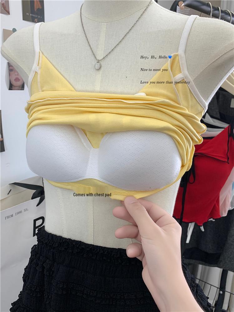 2024 Letní dámský sexy kontrastní top s mašlí a vycpávkami na prsou