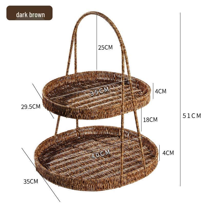 Double-Layer Bamboo Fruit & Tea Serving Basket