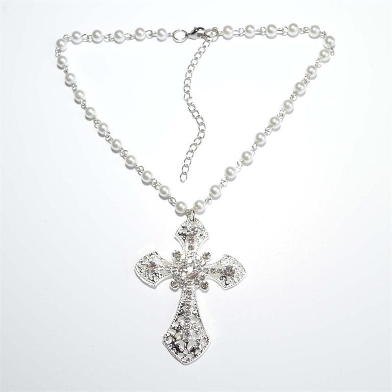 Punk Style Cross Pendant Necklace For Women With Electroplated Alloy Jewelry