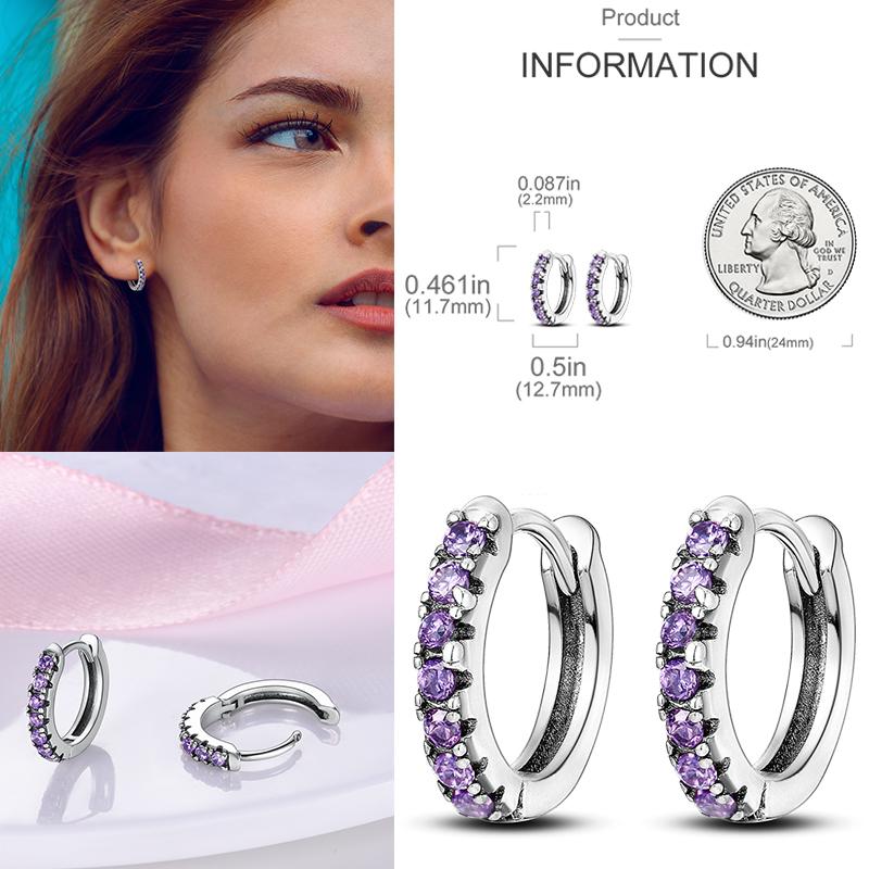2024 Earrings For Women 925 Sterling Silver Colorful Double Hoop Earrings Fashion Birthday Party Wedding Engagement Jewelry