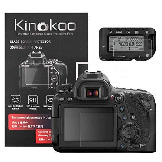 

kinokoo Digital Camera LCD Protective Film for Canon EOS 6D Mark Includes Glass Protector for the LCD Monitor and Protective Film for the Display