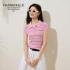 Mark Fairwhale Women's Color-Block Stripe Polo Knit Short Sleeve Top