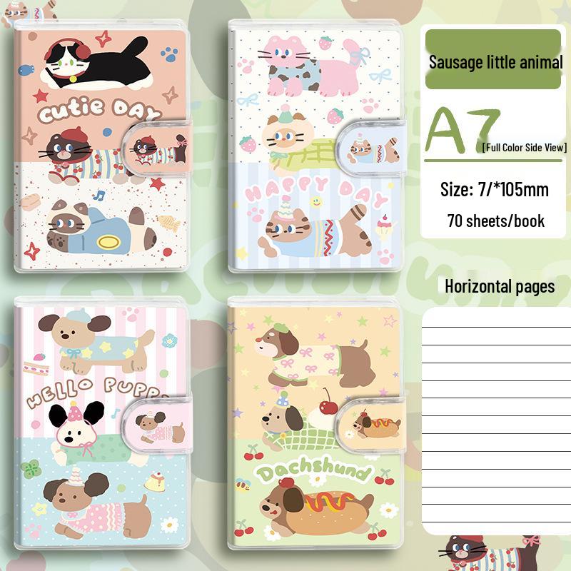 A7 Cute Cartoon Pocket Notebook - Portable Notepad with Plastic Cover for Office & Kindergarten Prize