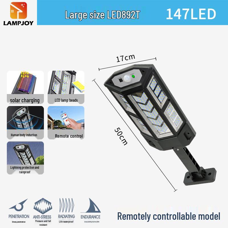 Solarbetriebene LED-Außenhofleuchte mit Bewegungssensor, Wasserdicht, für Fernbedienung und Straßenbeleuchtung