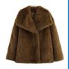 Women's Fluffy Faux Fur Jacket Long Sleeve Lapel Furry Coat Open Front Shaggy Jacket Winter Warm Outerwear