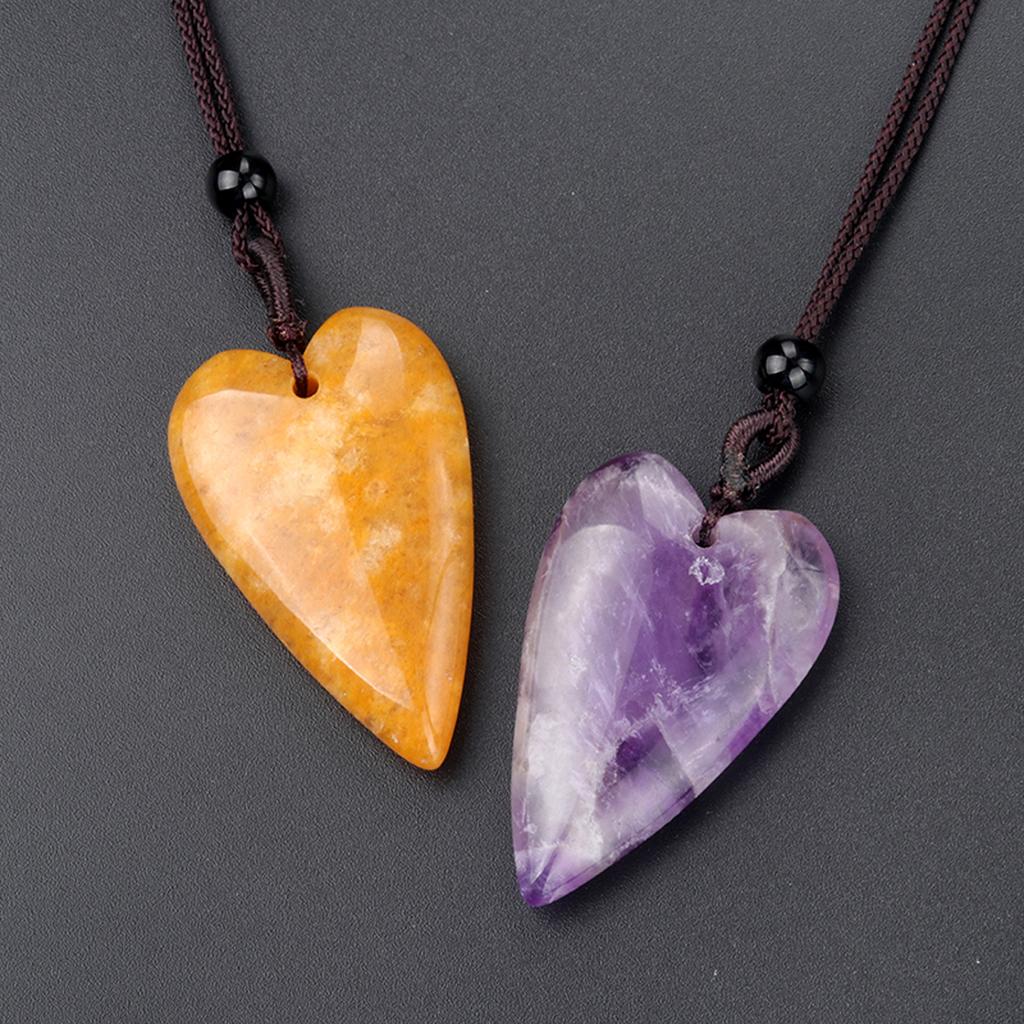 1 Stück Herz-Edelstein-Halskettenanhänger, Reiki-Heilkristall-Quarz-Amethyst-Achat-Stein-Anhänger mit Kette, Halsketten für Frauen, Schmuck, Geschenke, 40 x 25 mm