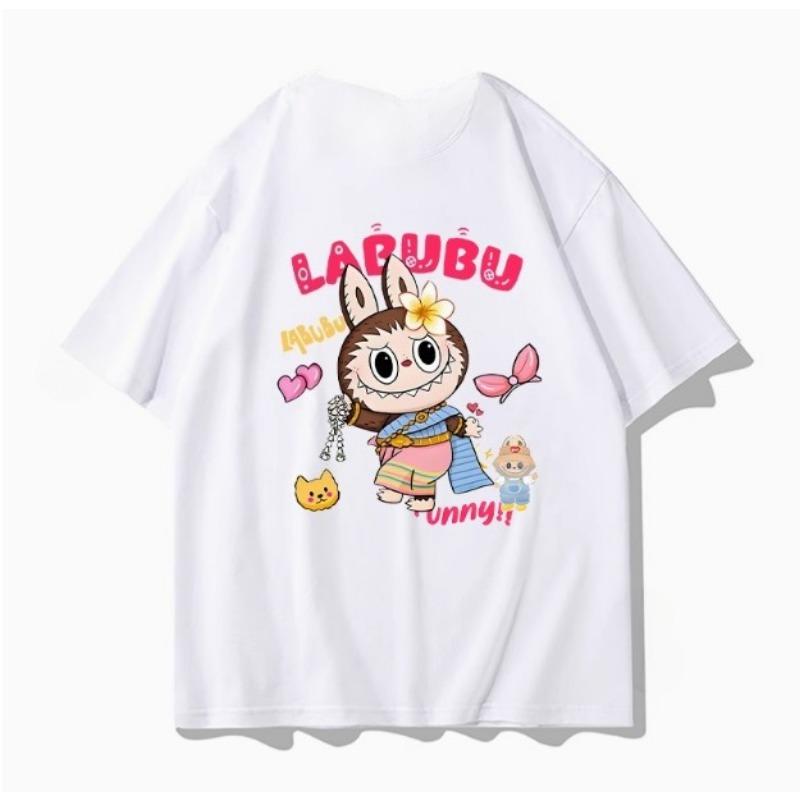 LABUBU Collaboration Short-sleeved T-shirt for Men in Summer, Labubu Doll Accessories, Loose and Versatile Clothes, Half-sleeved