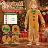 Zipper Closure Gingerbread Man Onesie Hooded Christmas Costume  for Kids