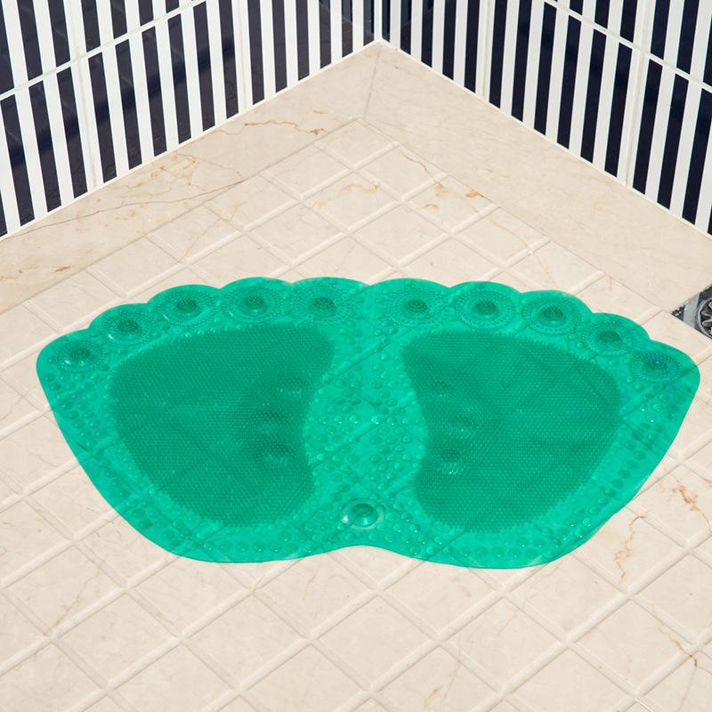 WTEMPO 1PC Simple Footprint Shaped Mat Suction Cup Non-slip Mat for Home Bathroom Hotel Transparent Massage Foot Mat