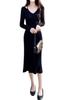 Vilaria Knit Long Solid Elegant Women's Dress, Autumn/Winter, Sleeve, Camisole, V-Neck, Slimming, Color, Stylish,