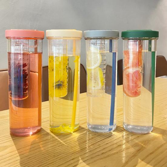 700ml Straw Cup with Foldable Straw Built-in Filter Tea Bin Easy to Clean