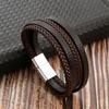 Pulsera de Cuero para Hombre Clásica Estilo Nuevo Tejida a Mano Combinación Multicapa Accesorio Moda Joyería para Hombre Venta al por Mayor Dropshipping