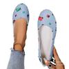 Foreign Trade Large Size Denim Low Heel Flat Single Shoes, Women's Round Head Foot Hollowed Out Color Matching Doudou Shoes