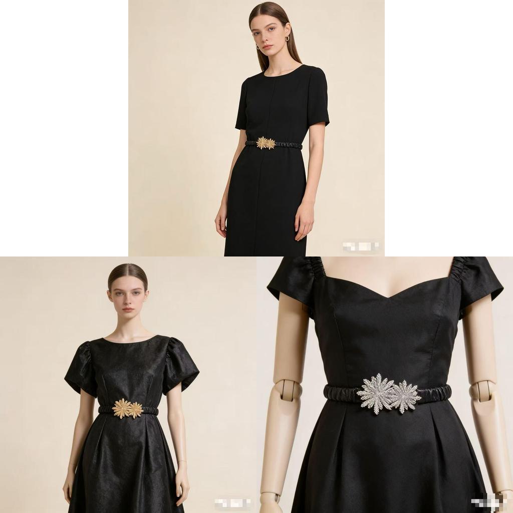 Stylish Metal Snapon Waist Chain Belt For Dresses And Jackets With Floral Design
