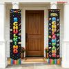 2D Flat, 2D Flat, 2D Flat Banner, 2pcs 180Cm X 30Cm Back-To-School Theme Polyester Vertical Banners, Black Background with Colorful Letters, Magnifyin