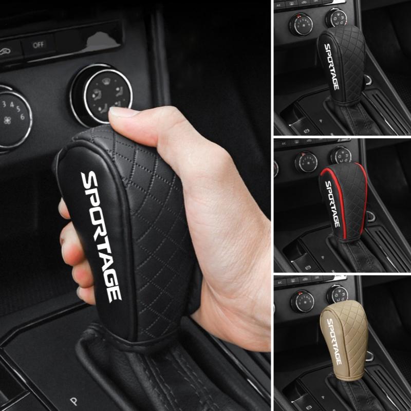 Leather Car Gear Shift Knob Cover Gear Shift Non-Slip Grip Handle Case For Kia Sportage 3 4 QL 2005-2020 2021 Accessories