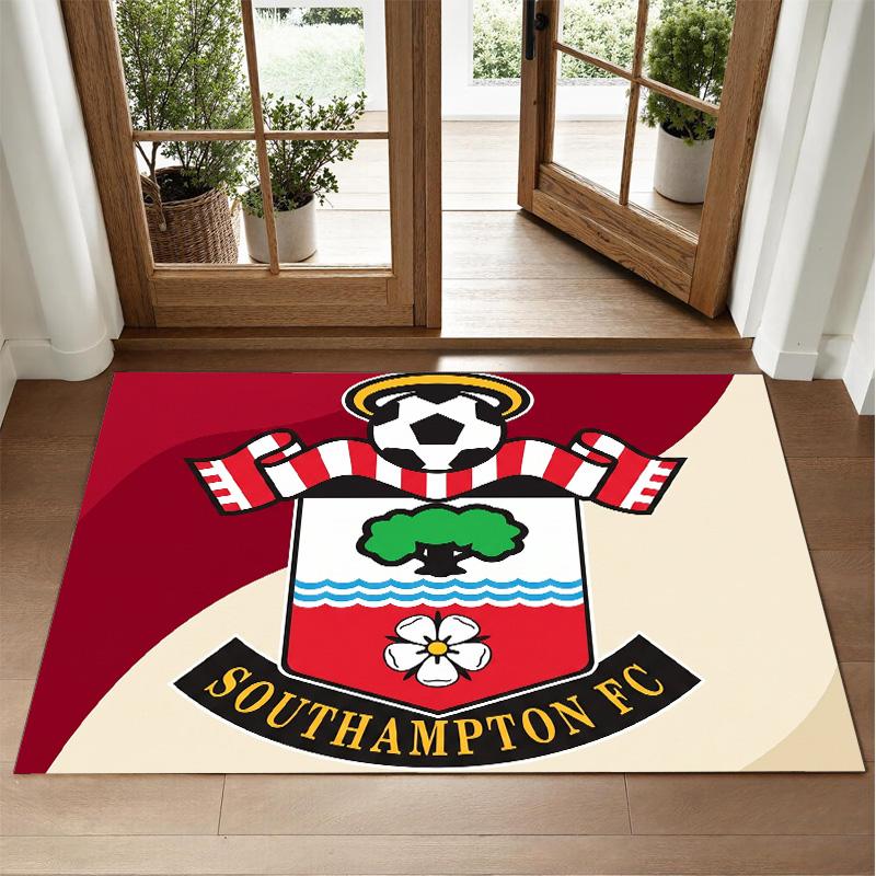 Southampton Football Design Crystal Velvet Rug Soft Decorative Mat for Bedroom Entrance